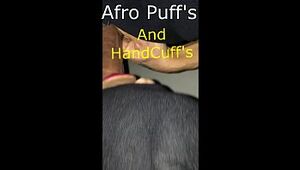 PRETTY Youthful Dark-hued Loves SUCKIN Jizz-shotgun #AfroPuffsAndHandCuffs