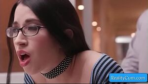 Magnificent nerdy brown-haired teen biotch Alex Coal get porked doggy style by meaty chisel and luvs it
