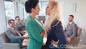 GIRLCORE Brandi Love Clears Boardroom to Fuck Mother